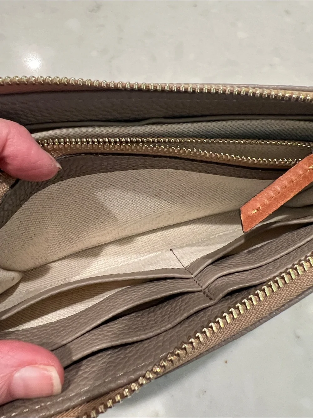 Dooney & Bourke Large Pebble Grain Wristlet Taupe